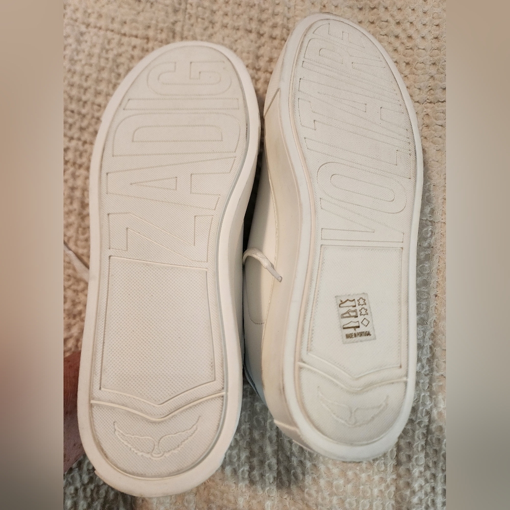Zadig & Voltaire Women's White Leather Low-Top Sneakers New In Box Sz 40/9 $398 - Picture 2 of 11